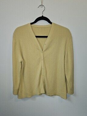 Butter Yellow Ribbed Cotton Cardigan Large